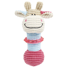 Pet Life ® 'Giraffe-Cow' Plush Squeaking and Rubber Teething Newborn Puppy Dog Toy
