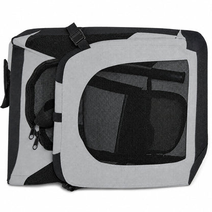 Pet Life ®  'Hounda Accordion' Metal Framed Soft-Folding Collapsible Dual-Sided Expandable Pet Dog Crate