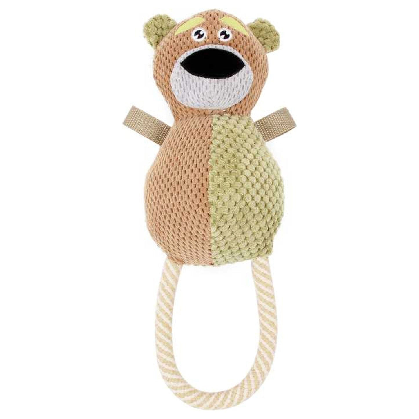 Pet Life ® 'Huggabear' Natural Jute Squeaking and Tug Plush Dog Toy