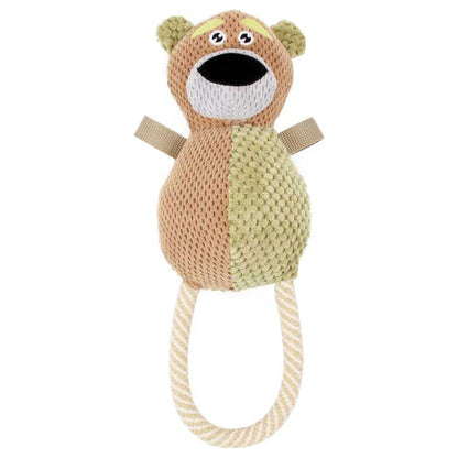 Pet Life ® 'Huggabear' Natural Jute Squeaking and Tug Plush Dog Toy
