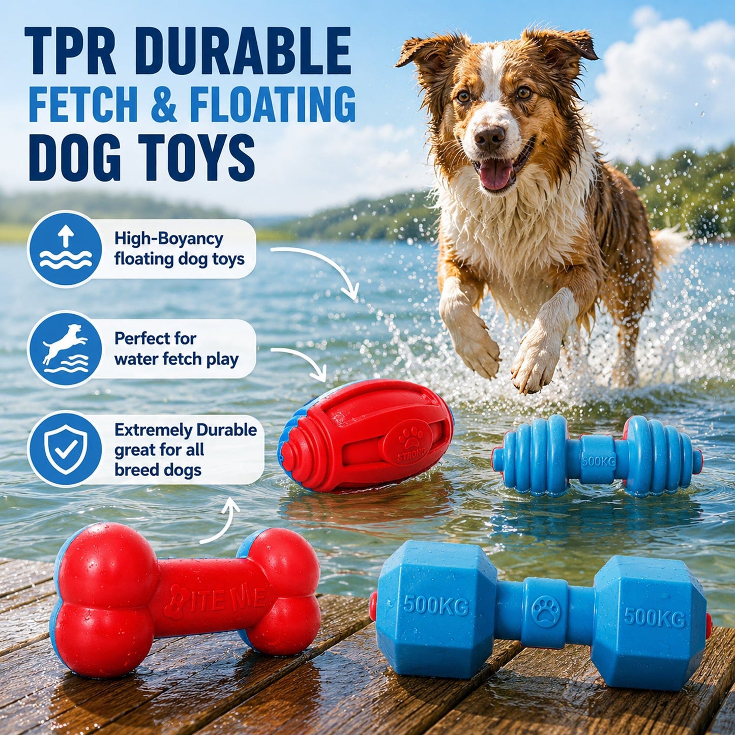 Pet Life ® 'Iron Wag' Durable Chew and Fetch TPR Waterproof Floating Dog Toy