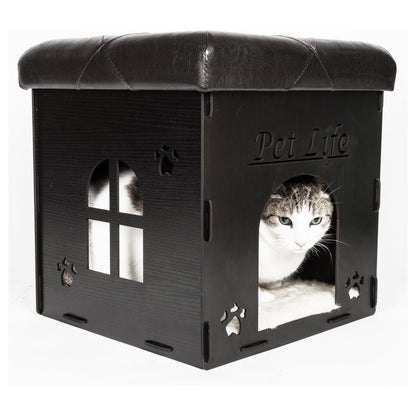 Pet Life ® 'Kitty Kallapse' Collapsible Folding Kitty Cat House Tree Bed Ottoman Bench Furniture