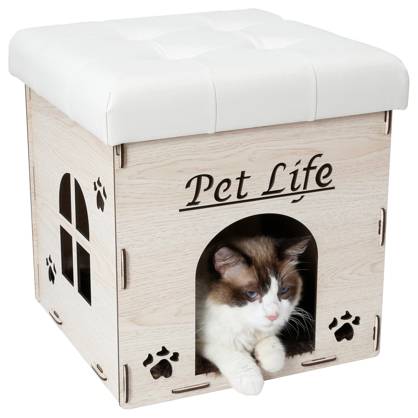 Pet Life ® 'Kitty Kallapse' Collapsible Folding Kitty Cat House Tree Bed Ottoman Bench Furniture