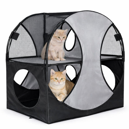 Pet Life ® 'Kitty-Play' Collapsible Travel Interactive Kitty Cat Tree Maze House Lounger Tunnel Lounge