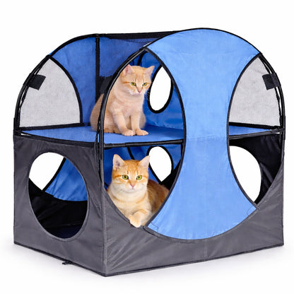 Pet Life ® 'Kitty-Play' Collapsible Travel Interactive Kitty Cat Tree Maze House Lounger Tunnel Lounge