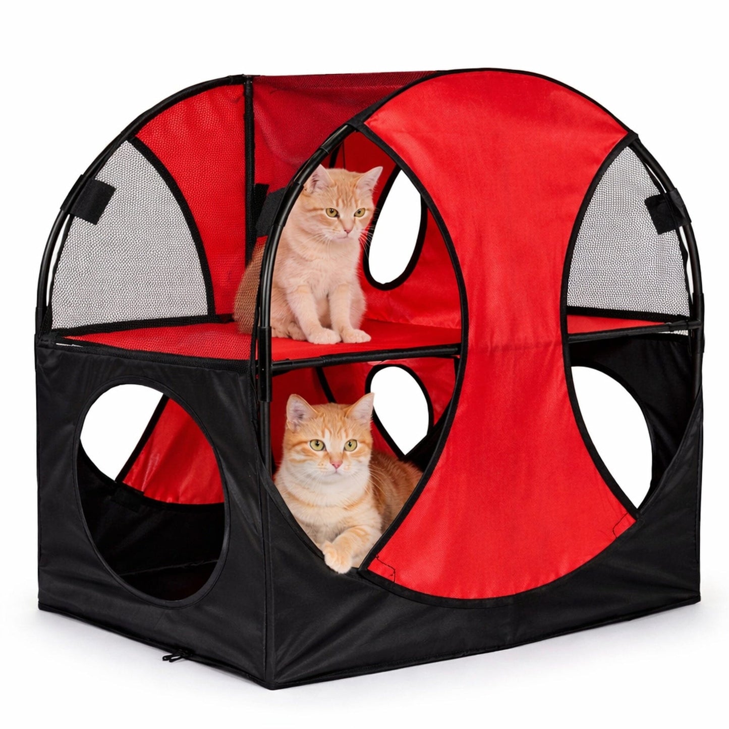 Pet Life ® 'Kitty-Play' Collapsible Travel Interactive Kitty Cat Tree Maze House Lounger Tunnel Lounge