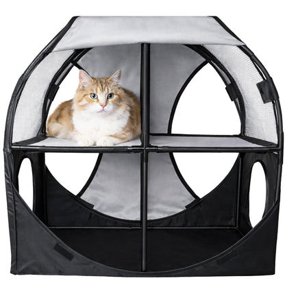 Pet Life ® 'Kitty-Play' Collapsible Travel Interactive Kitty Cat Tree Maze House Lounger Tunnel Lounge