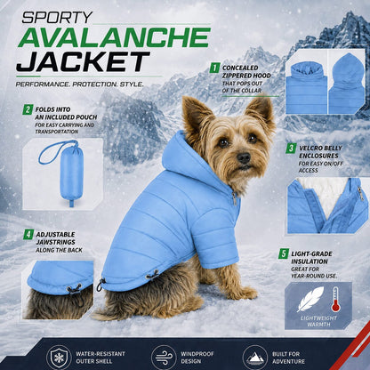 Pet Life ® Lightweight Adjustable and Collapsible 'Sporty Avalanche' Dog Coat w/ Pop-out Zippered Hood