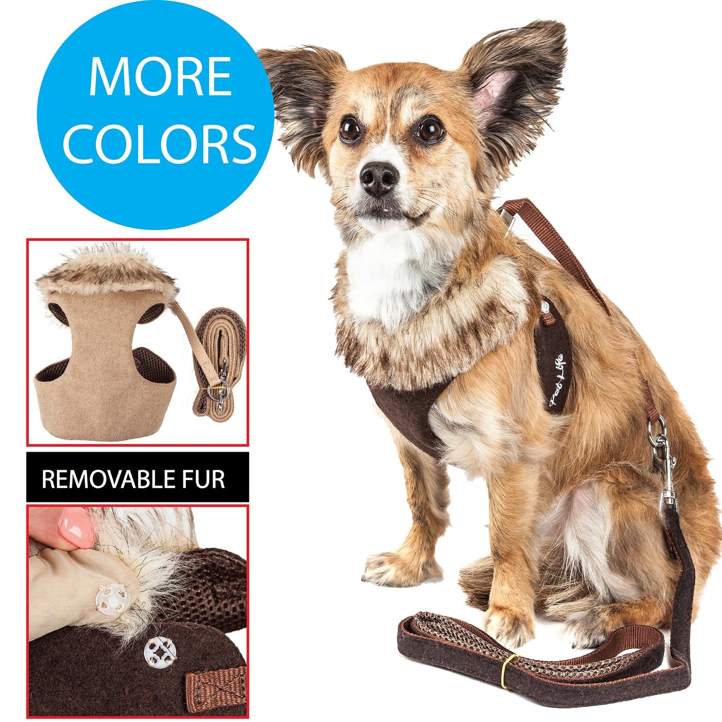 Pet Life ® Luxe 'Furracious' 2-In-1 Adjustable Dog Harness and Leash with Detachable Fur Collar