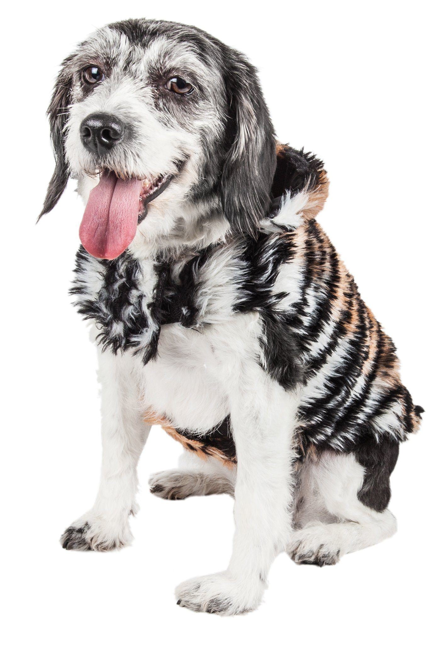 Pet Life ®  Luxe 'Tigerbone' Tiger-Patterned Mink Fashion Fur Dog Jacket