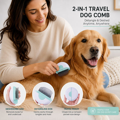 Pet Life ® 'LYNX' 2-in-1 Travel Connecting Grooming Pet Comb and Deshedder