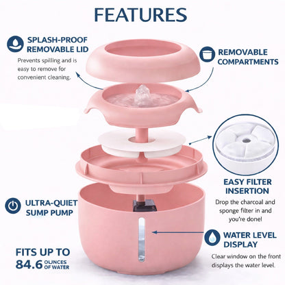 Pet Life ® 'Moda-Pure' Ultra-Quite Filtered Dog and Cat Fountain Waterer