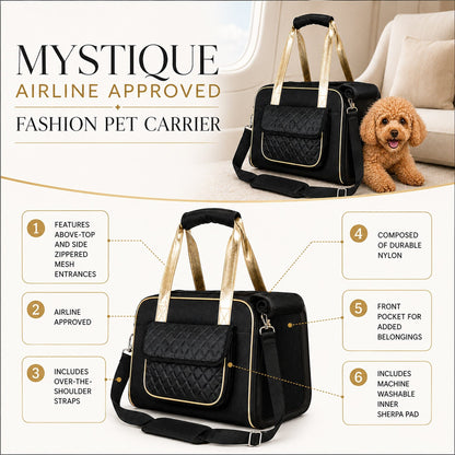 Pet Life ® Mystique Airline Approved Fashion Designer Travel Pet Dog Carrier w/ Pouch