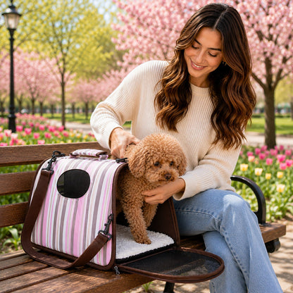 Pet Life ® Paw Patterned Airline Approved Zippered Folding Collapsible Travel Pet Dog Carrier