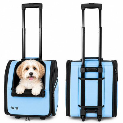 Pet Life ® 'Pawdon Me '  Wheeled Airline Approved Travel Collapsible Pet Dog Carrier