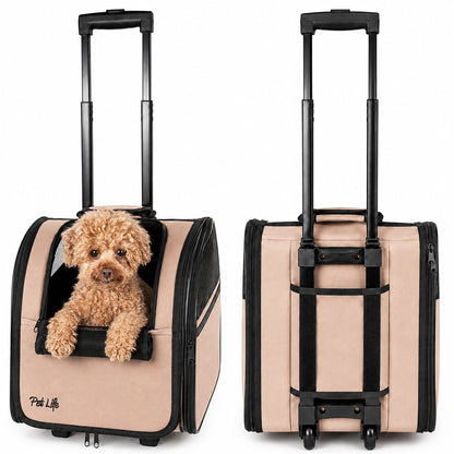 Pet Life ® 'Pawdon Me '  Wheeled Airline Approved Travel Collapsible Pet Dog Carrier