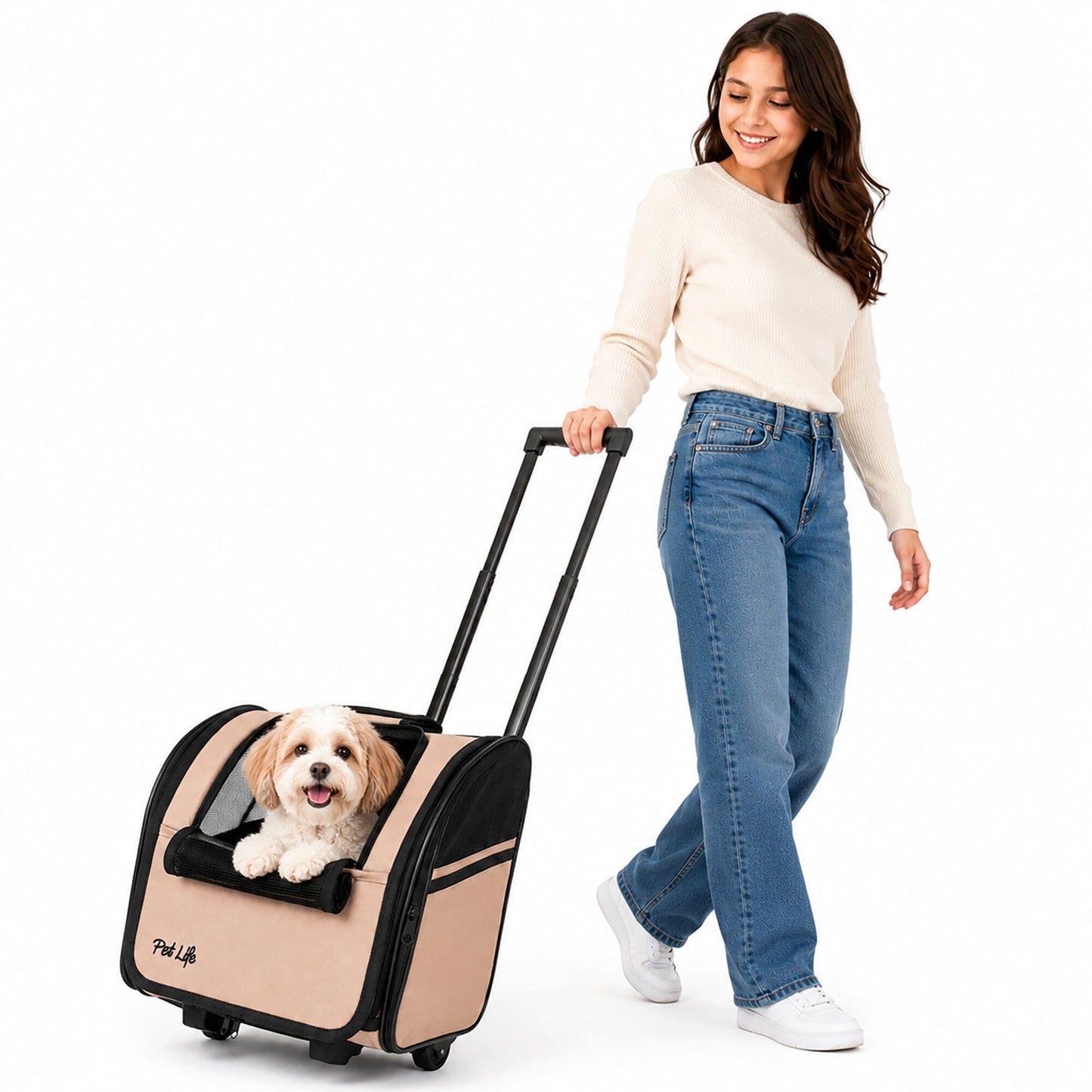 Pet Life ® 'Pawdon Me '  Wheeled Airline Approved Travel Collapsible Pet Dog Carrier