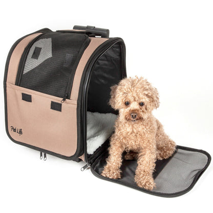 Pet Life ® 'Pawdon Me '  Wheeled Airline Approved Travel Collapsible Pet Dog Carrier