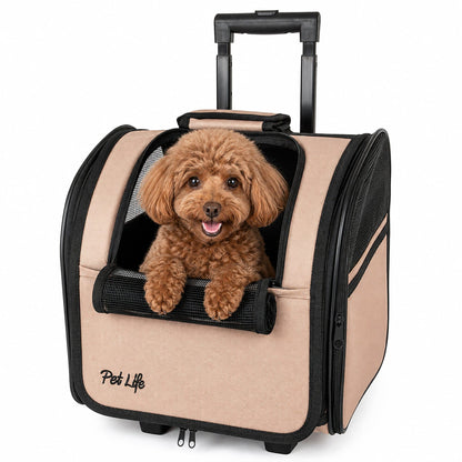 Pet Life ® 'Pawdon Me '  Wheeled Airline Approved Travel Collapsible Pet Dog Carrier