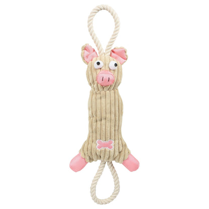 Pet Life ® 'Plush Cow' Natural Jute Rope and Squeak Tugging Plush Dog Toy