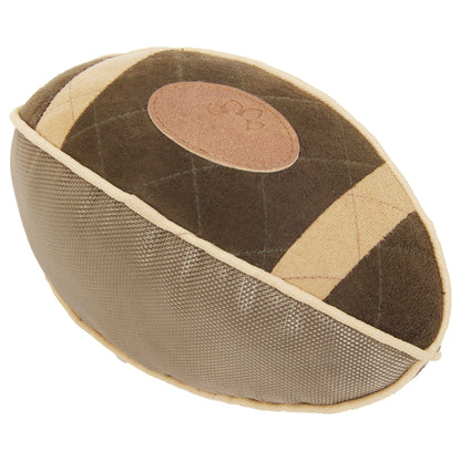 Pet Life ® 'Pugskin' Durable Oxford Nylon and Mesh Plush Squeaky Football Dog Toy
