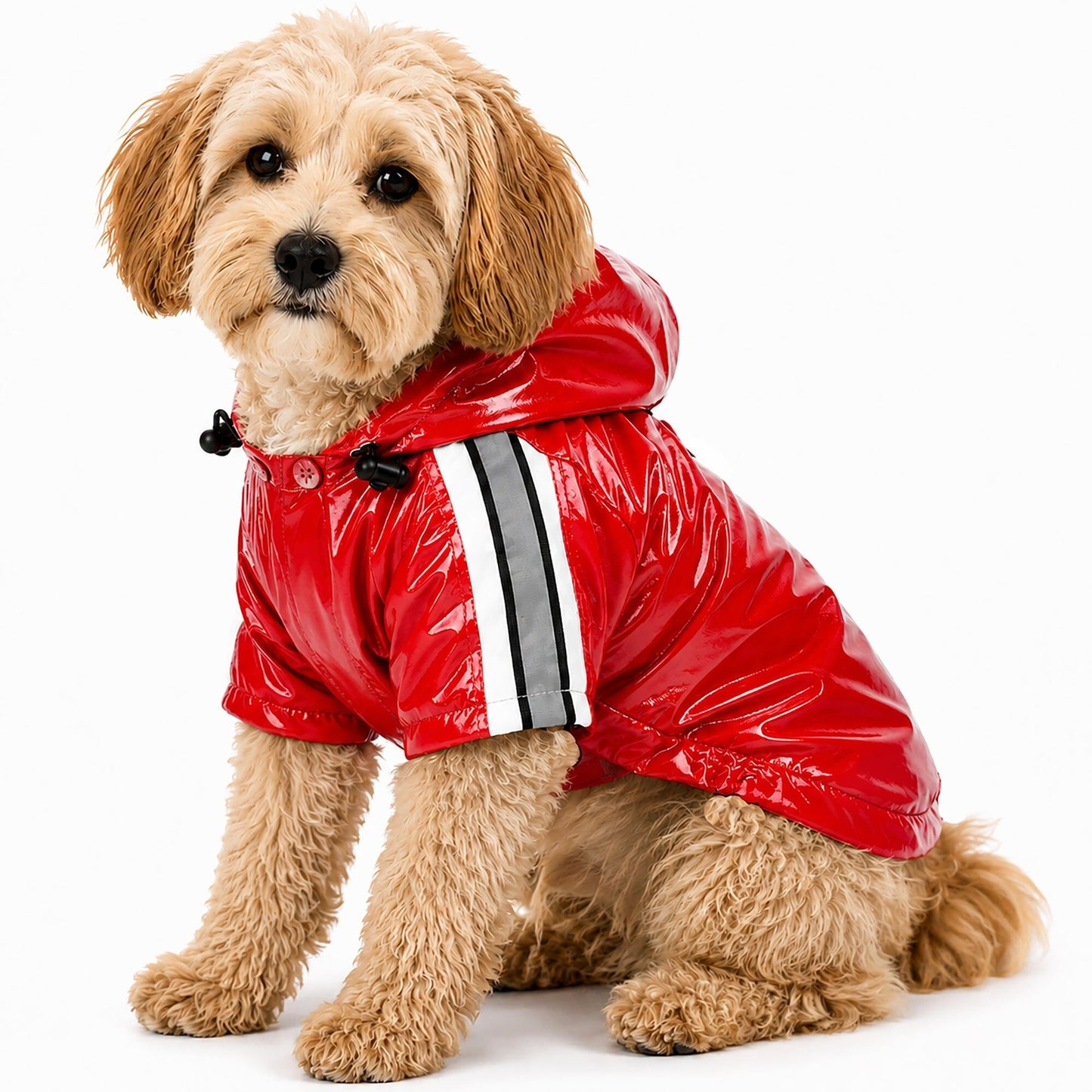 Pet Life ® 'Reflecta-Glow' Reflective Waterproof Adjustable Dog Raincoat Jacket w/ Removable Hood