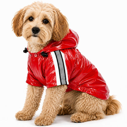 Pet Life ® 'Reflecta-Glow' Reflective Waterproof Adjustable Dog Raincoat Jacket w/ Removable Hood
