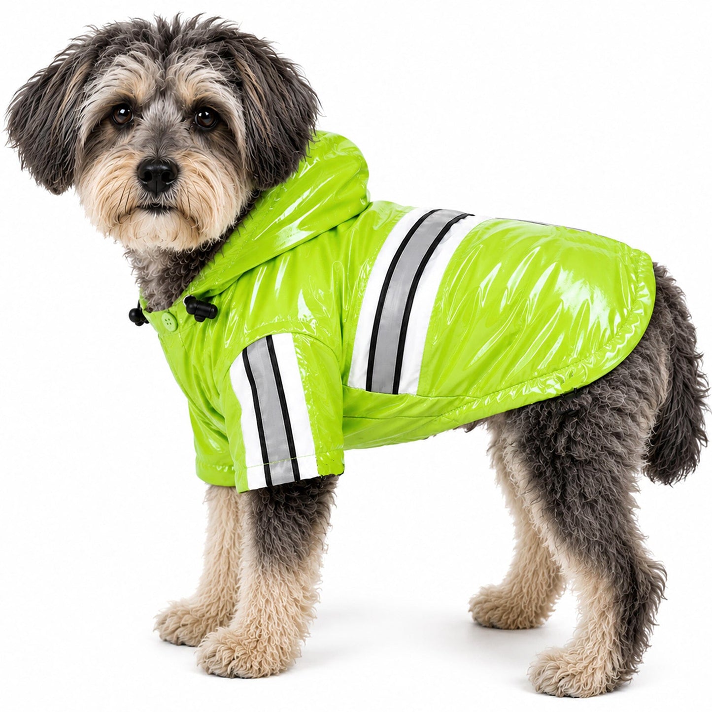 Pet Life ® 'Reflecta-Glow' Reflective Waterproof Adjustable Dog Raincoat Jacket w/ Removable Hood