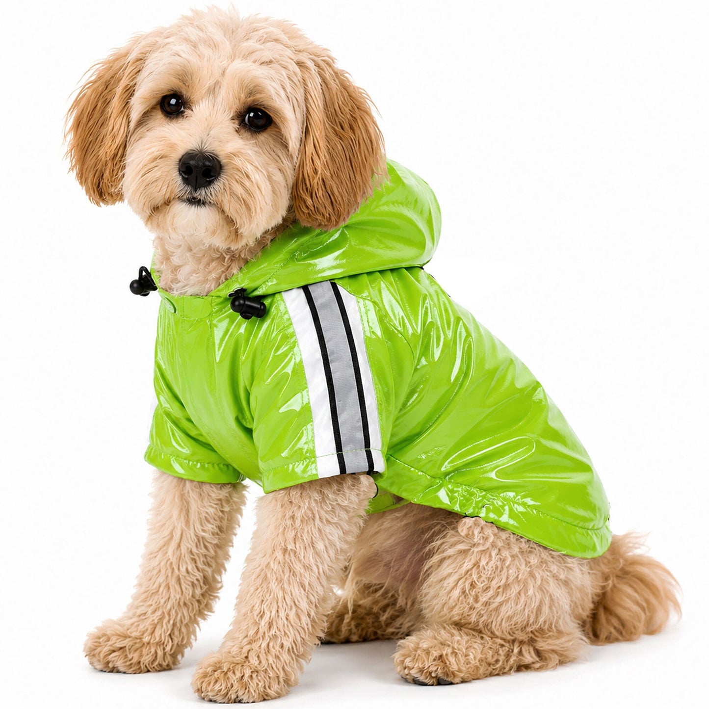 Pet Life ® 'Reflecta-Glow' Reflective Waterproof Adjustable Dog Raincoat Jacket w/ Removable Hood
