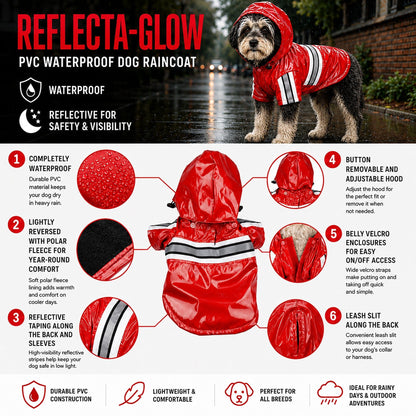 Pet Life ® 'Reflecta-Glow' Reflective Waterproof Adjustable Dog Raincoat Jacket w/ Removable Hood