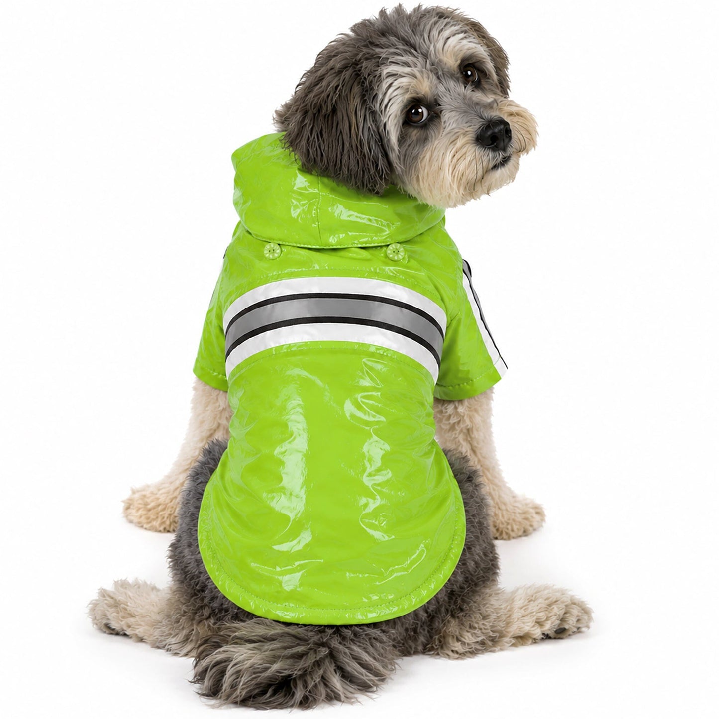 Pet Life ® 'Reflecta-Glow' Reflective Waterproof Adjustable Dog Raincoat Jacket w/ Removable Hood