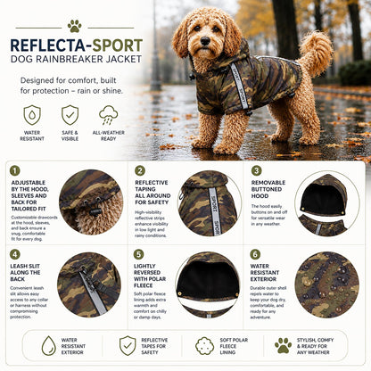 Pet Life ® 'Reflecta-Sport' Multi-Adjustable Reflective Weather-Proof Dog Raincoat w/ Removable Hood