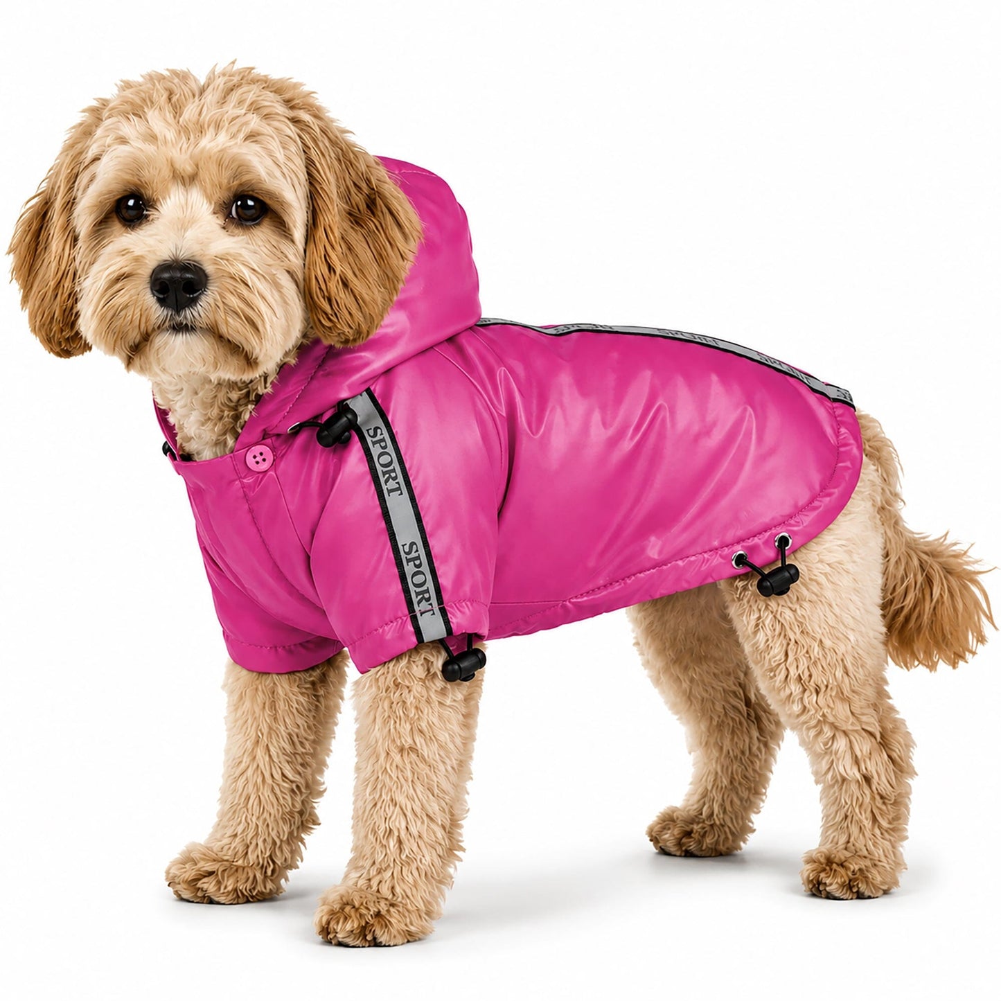 Pet Life ® 'Reflecta-Sport' Multi-Adjustable Reflective Weather-Proof Dog Raincoat w/ Removable Hood
