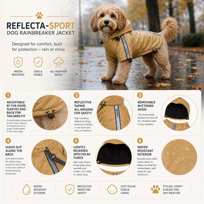 Pet Life ® 'Reflecta-Sport' Multi-Adjustable Reflective Weather-Proof Dog Raincoat w/ Removable Hood