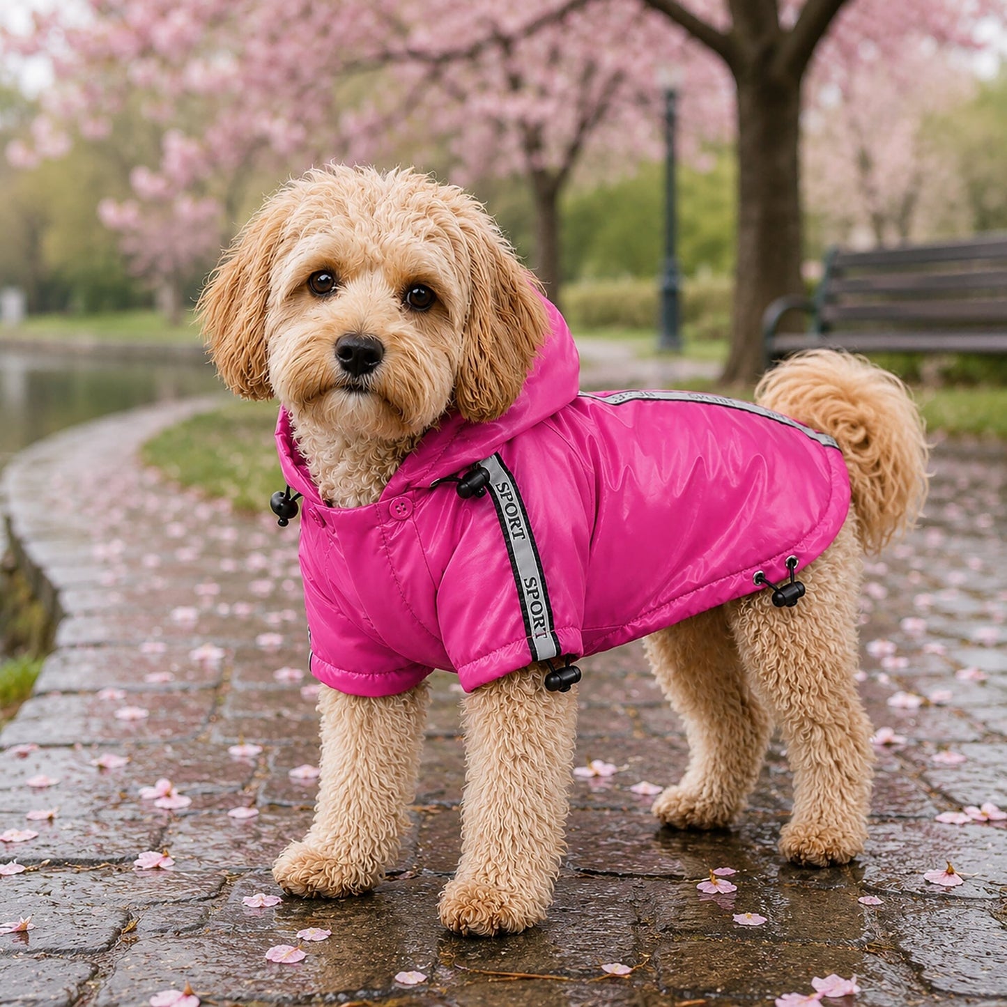 Pet Life ® 'Reflecta-Sport' Multi-Adjustable Reflective Weather-Proof Dog Raincoat w/ Removable Hood