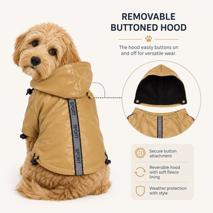 Pet Life ® 'Reflecta-Sport' Multi-Adjustable Reflective Weather-Proof Dog Raincoat w/ Removable Hood