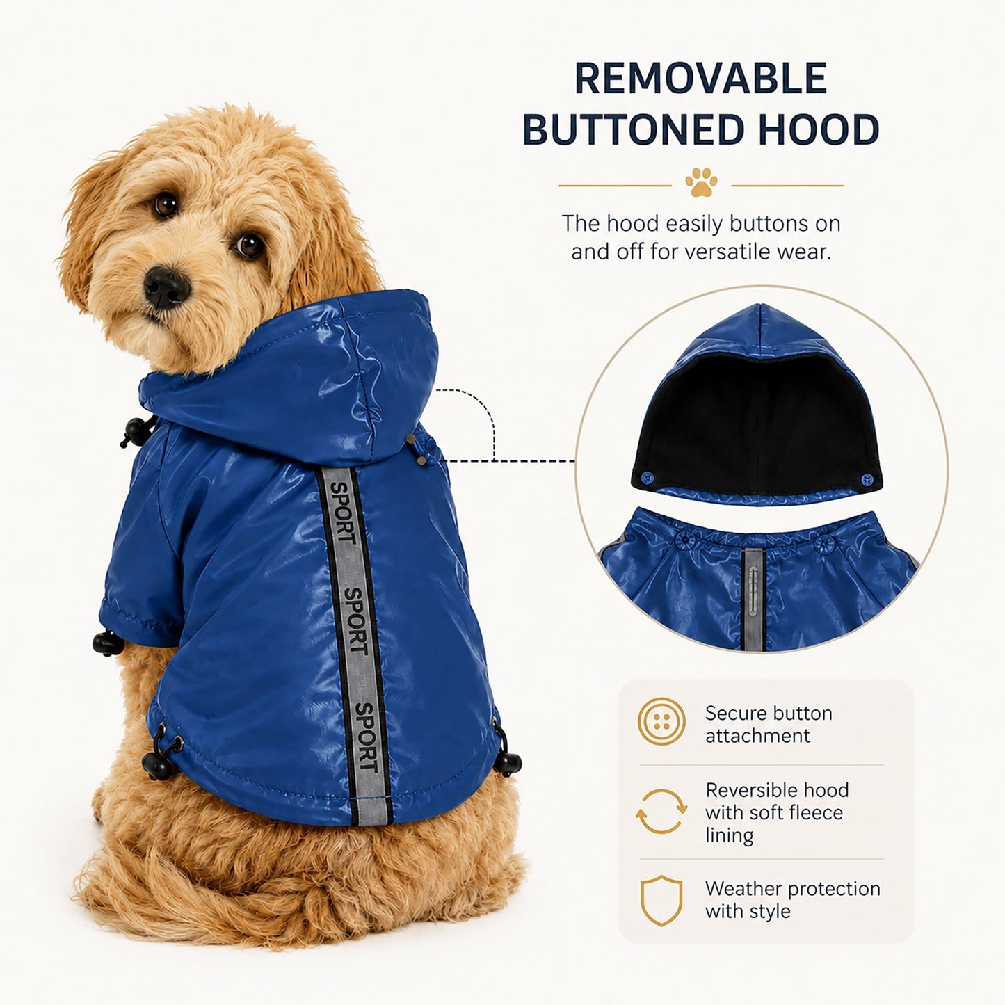 Pet Life ® 'Reflecta-Sport' Multi-Adjustable Reflective Weather-Proof Dog Raincoat w/ Removable Hood