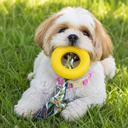 Pet Life ® Rubberized Chew Jute Rope and Tire Pet Dog Toy