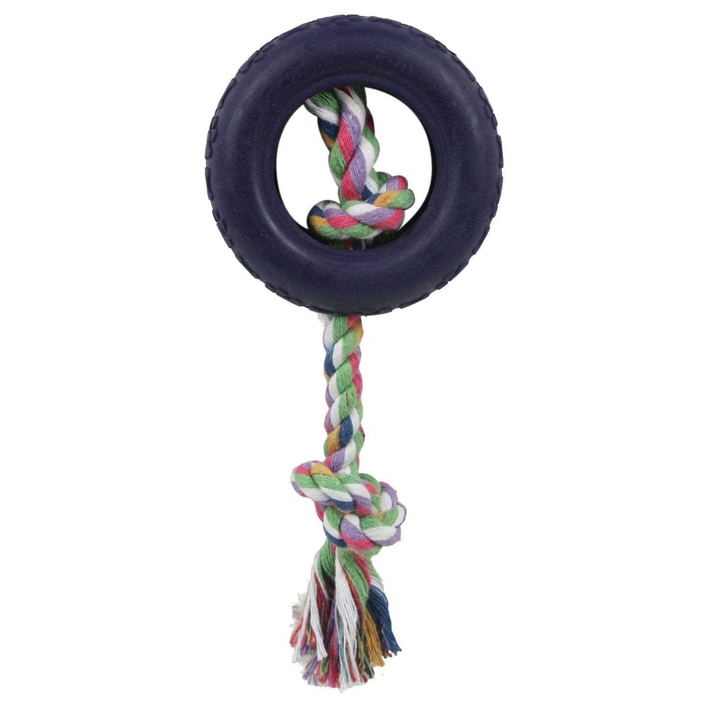Pet Life ® Rubberized Chew Jute Rope and Tire Pet Dog Toy