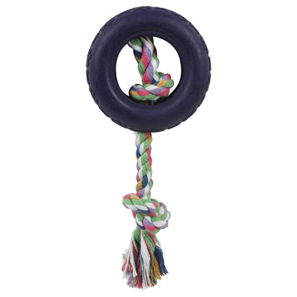 Pet Life ® Rubberized Chew Jute Rope and Tire Pet Dog Toy