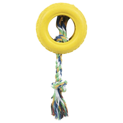 Pet Life ® Rubberized Chew Jute Rope and Tire Pet Dog Toy