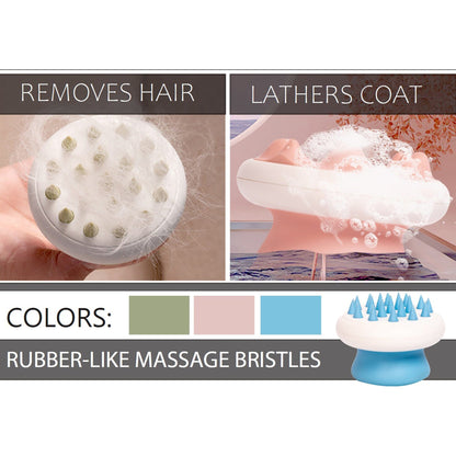 Pet Life ® 'Scwubba' Handheld Bathing Brushing and Massaging Soft Flexible Grooming Pet Comb
