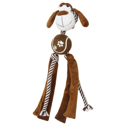 Pet Life ® 'Tennis Pawl' Rope  Squeaker and Crinkle Tennis Dog Toy