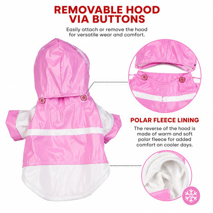 Pet Life ® 'Two-Tone' Waterproof Adjustable Dog Raincoat Jacket w/ Removable Hood