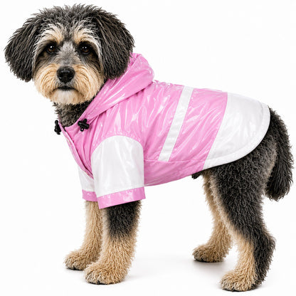 Pet Life ® 'Two-Tone' Waterproof Adjustable Dog Raincoat Jacket w/ Removable Hood
