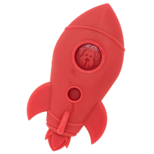 Durable nylon dog chew toy shaped like a rocket ship from SodaPup/True Dogs, LLC for strong chewers.