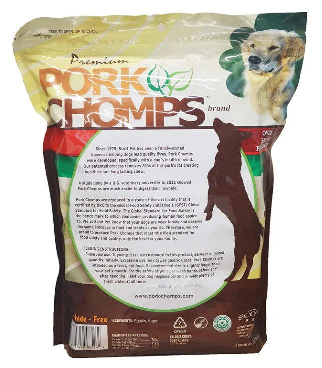 Pork Chomps Baked Pork Rolls Dog Treats Large 18 Count