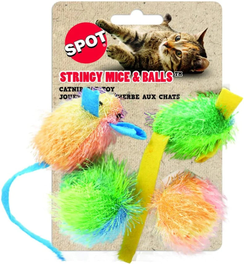 Spot Stringy Mice and Ball Cat Toy with Catnip Assorted 12 count