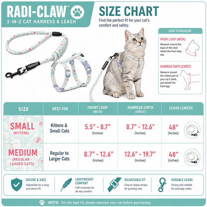 Touchcat 'Radi-Claw' Durable Cable Cat Harness and Leash Combo