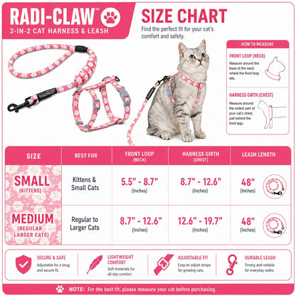 Touchcat 'Radi-Claw' Durable Cable Cat Harness and Leash Combo